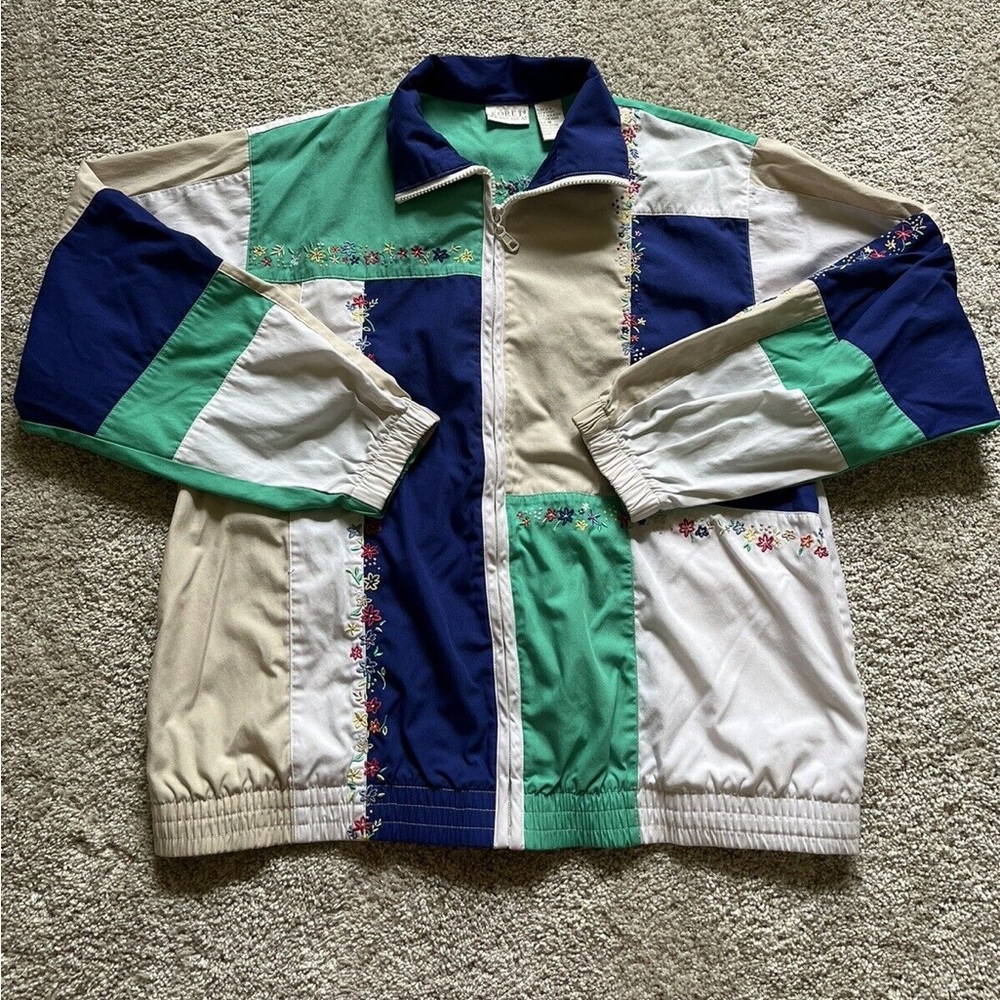 Vintage Koret Francisca Women’s Floral Embroidered Jacket Size Medium Pockets